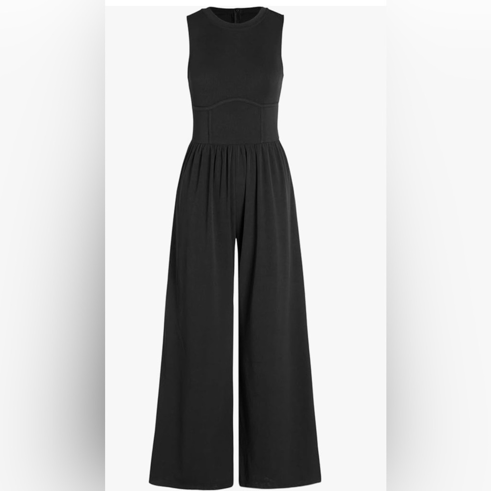 Cider Black Sleeveless Wide-Leg Jumpsuit